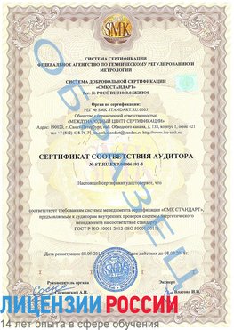 Образец сертификата соответствия аудитора №ST.RU.EXP.00006191-3 Демидово Сертификат ISO 50001